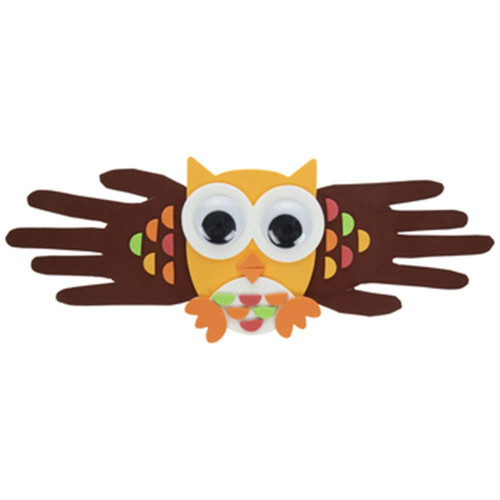 Set of 12 Handprint Owl Foam Craft Kits Thanksgiving and Fall Craft Idea
