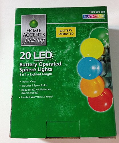 Home Accents Holiday 20 LED Battery Operated Sphere Lights - Multicolored