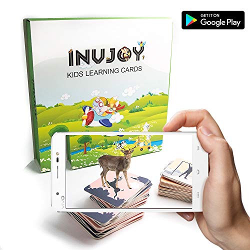 INVJOY AR - Augmented Reality Flash Cards for Kids - Land Animals Category - Educational Toys for Preschoolers - 4D Flashcards - Animals, Sea Creatures, Vehicles, Food, Action Verbs (Land Animals)