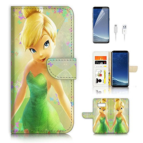( For Samsung S8 ) Flip Case Wallet Cover with Screen Protector - US B30023 - TinkerBell Fairy B30023