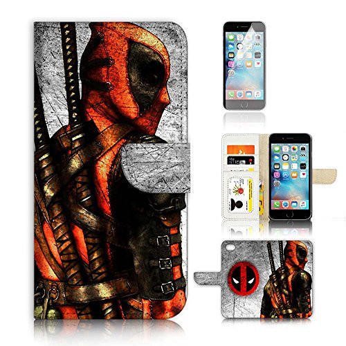 ( For iPhone 8 / iPhone 7 ) Flip Wallet Case Cover and Screen Protector Bundle A20500 Deadpool
