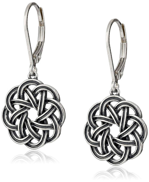 Amazon Collection Sterling Silver Oxidized Celtic Knot Leverback Dangle Earrings Amazon Collection Sterling Silver Oxidized Celtic Knot Leverback Dangle Earrings