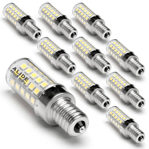 ALIDE E12 C7 Led Candelabra Bulbs 6000k Daylight White, 60 Watt E12 Halogen Equivalent,T6 Small Base 120V E12 C7 LED Light Bulbs 6W Bright Cool White for Ceiling Fan Chandelier Light,550lm(10Pack) ALIDE E12 C7 Led Candelabra Bulbs 6000k Daylight White, 60 Watt E12 Halogen Equivalent,T6 Small Base 120V E12 C7 LED Light Bulbs 6W Bright Cool White for Ceiling Fan Chandelier Light,550lm(10Pack)