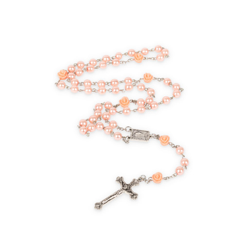 Pink Pearl Glass Rosary Beads Roman Catholic Prayer Crucifix for Men Women Baptism Confirmation Communion Wedding Religious Gifts Pink Pearl Glass Rosary Beads Roman Catholic Prayer Crucifix for Men Women Baptism Confirmation Communion Wedding Religious Gifts