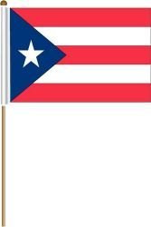 PUERTO RICO Large 12 X 18 inch STICK FLAG with 2 Foot Wooden pole ... new
