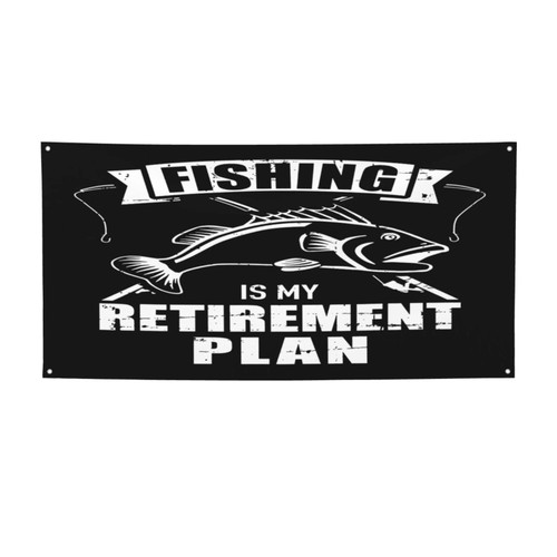 Fishing Is My Retirement Plan Banners And Signs, Holiday Banner For Background Backdrop Banner For Indoor Outdoor Garden,Yard, Party Home Decorations Medium