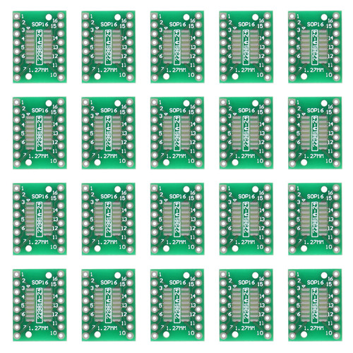 20pcs SOP16 SSOP16 TSSOP16 to DIP16 PCB Pinboard SMD to DIP Adapter PCB Proto Board 0.65mm/1.27mm to 2.54mm DIP Pin Pitch PCB Board Converter Socket