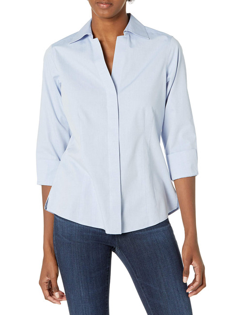 Foxcroft Women's Taylor Essential Non-Iron Blouse, Blue Wave, 10