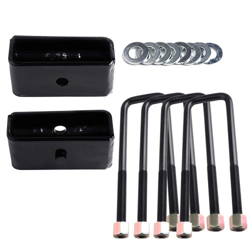 ROADFAR lift 2 inch Rear Lift Blocks Kit 2in Solid Suspension Leaf Spring Leveling Assembly with Extended U-bolts Compatible for Nissan Titan 2004-2018