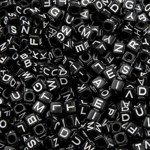 ANCADN 1000pcs Letter Beads Square Acrylic Alphabet Black White Letter Beads 6x6mm Letter A-Z Beads for DIY Jewelry Making Bracelets, Necklaces (Black White) ANCADN 1000pcs Letter Beads Square Acrylic Alphabet Black White Letter Beads 6x6mm Letter A-Z Beads for DIY Jewelry Making Bracelets, Necklaces (Black White)