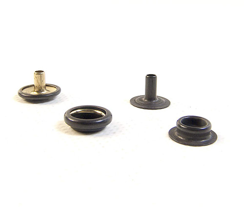 Snap Fastener Extended Length Cap has a 1/4" Post/Eyelet has a 3/8" Post - Black Oxide Coated Brass - Select The Quantity That You Need (50 Piece Set w/Snap Setting Tool)