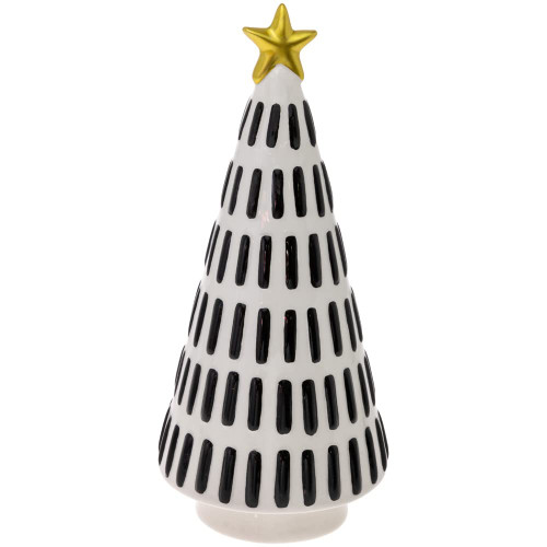 Boston International Christmas Winter Holiday Tabletop Tree Decoration, Large, Abstract Black & White