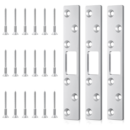 Door Strike Plate,6 Inch Deadbolt Strike Plate,Extended Strike Plate for Heavy Duty Residential Door Deadbolt Strike Armor (Silver)- 3 Pack