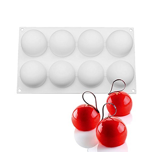Emousport Round Ball Shape Pillow Silicone Mold Cake Baking Moulds Pans Dessert Making for Muffin, Brownie, Pudding and Jello