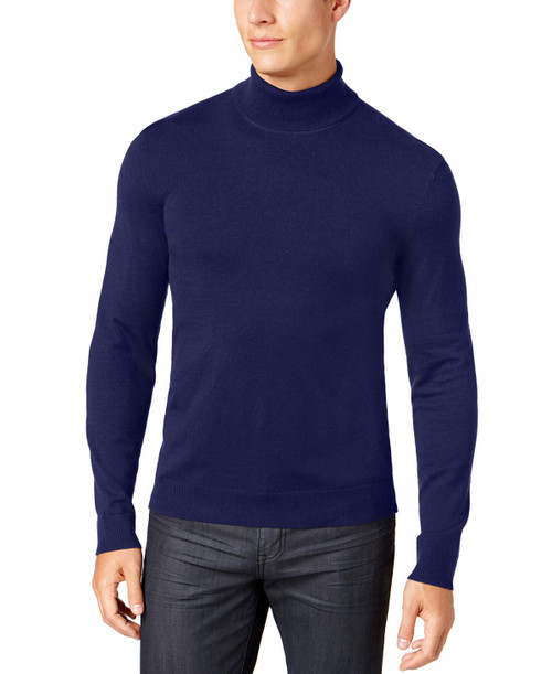 Alfani Mens Turtleneck Pullover Sweater, Blue, Large