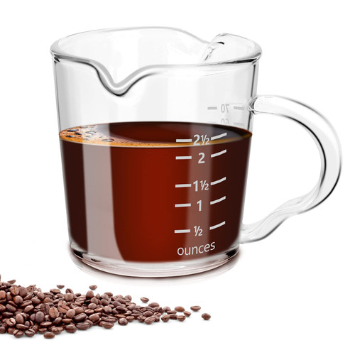2.5oz Ounce Glass Measuring Cup Double Spouts Espresso Cup Measuring Shot Glass Cup Heat-Resistant Transparent Scale Ounce Measure Jugs Coffee Cup Mixing Mug for Bar Party Milk Coffee Liquid 70ml