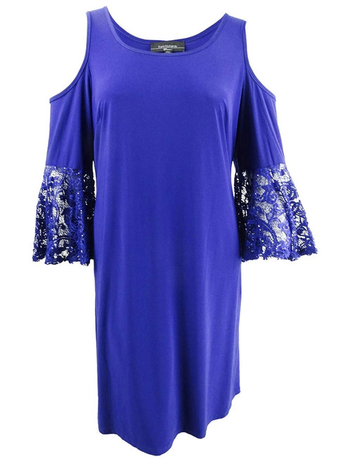 R&M Richards Women's Plus Size Cold-Shoulder Shift Dress (16W, Cobalt) Blue