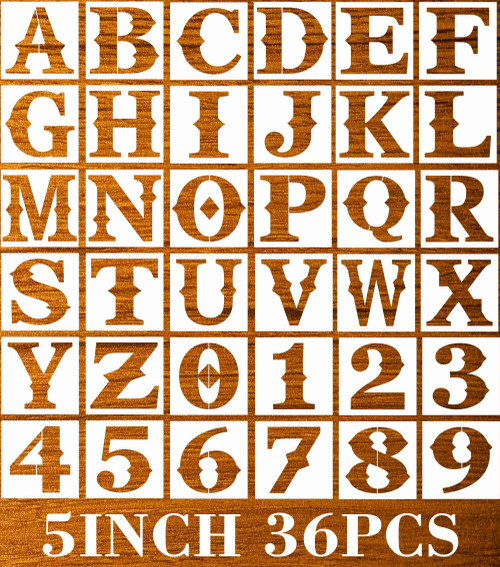 5 Inch Letter Stencils Alphabet Stencils Reusable Stencil Letters Numbers Stencils for Painting on Wood Walls Porch Fabric Art Crafts