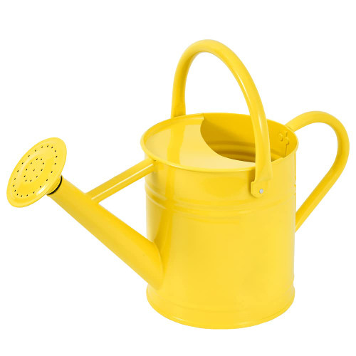 SunnyTong Metal Watering Can for Outdoor and Indoor Plants, Watering Can Decor, 1 Gallon (Yellow)