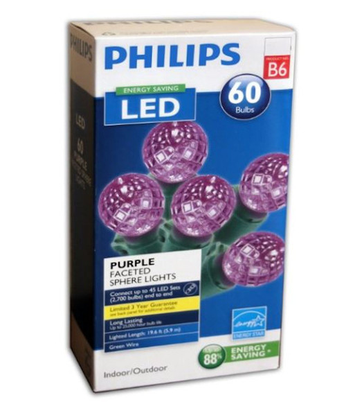 Philips 60 LED Purple Faceted Sphere String Lights