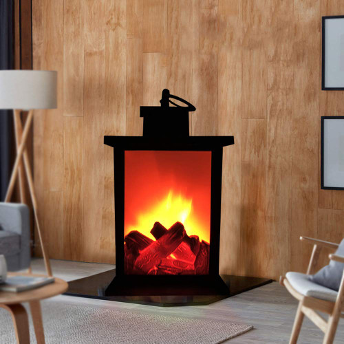OIUT Fireplace Light LED Simulation Flame LED Flame Effect Table Lamp with Hanging Hook Decorative Flickering Fireplace Lantern Battery Powered Hanging Sitting Night Light for Home Bedroom Decoration