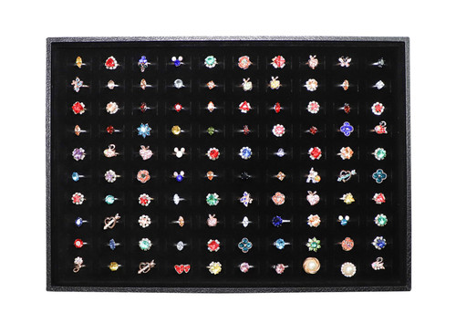 Wuligirl Stackable Jewelry Tray Display Rings Bracelet Earring Necklace Jewelry Tray Showcase Display Organizer (100 Ring Jewelry Tray)