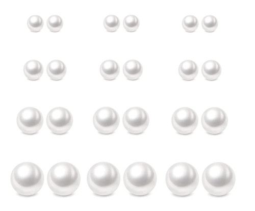 12 Pairs Pearl Stud Earrings, Hypoallergenic Surgical Steel Round Ball Beads Stud Earrings Set for Women Teen Girls?6mm 8mm 10mm 12mm?