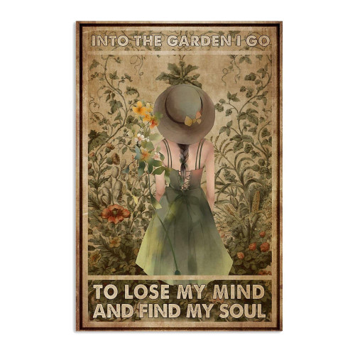 LINQWkk, Vintage Wall Decor Into The Garden I Go To Lose My Mind And Find My Soul Poster,Botanical Art Print Metal Poster Vintage Metal Tin Sign For Bars,Restaurants,Cafes,Home Beer 12X8 Inch