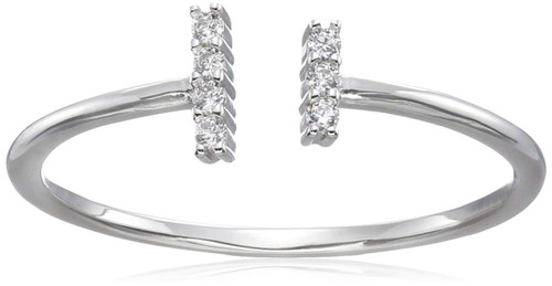 Amazon Collection Rhodium Over Sterling Silver Cubic Zirconia Open-Space Adjustable Fashion Stackable Ring, Size 7