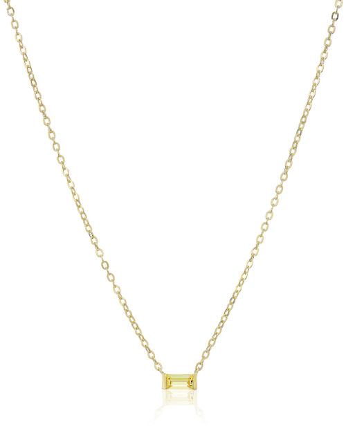 Amazon Collection 18K Yellow Gold Plated womens Sterling Silver Baguette Cut Yellow Cubic Zirconia Pendant Necklace, 18"