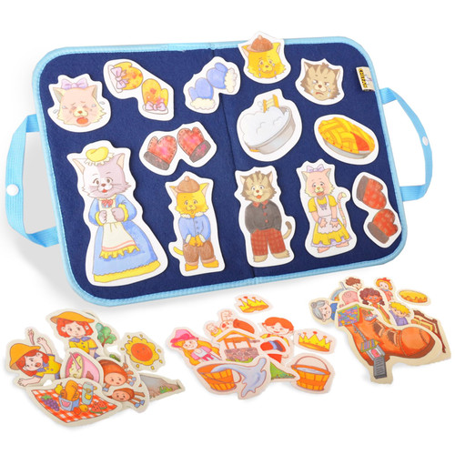 CHEFAN Felt/Flannel Board Story Set of 4,PRECUT Felt Pieces for Preschool Toddlers Circle Time,Three Little Kittens,Old Woman Who Lived in Shoe,Little Miss Muffet,Jack and Jill