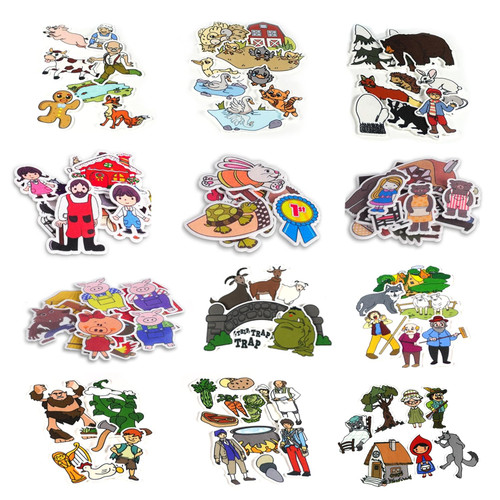 CHEFAN 12 Pack Felt/Flannel Board Story Pieces, PRECUT Felt Pieces for Preschool Toddlers, Three Little Pigs, Goldilocks and The Three Bears