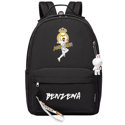 BY-CAN Students Karim Benzema Graphic Bookbag-Unisex Real Madrid CF Rucksack Waterproof Classic Travel Bag for Youth