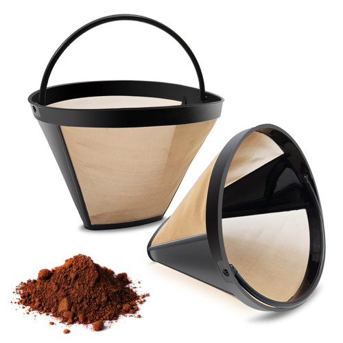 MFBJXC Gold Coffee Filter Reusable #4 Cone Coffee Filters Basket Replacement fits Cuisinart/Ninja Coffee Makers and Brewers