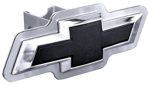 Au-Tomotive Gold, Inc. Class III Trailer Hitch Plug for Chevrolet Black Logo (Chrome on Brushed)