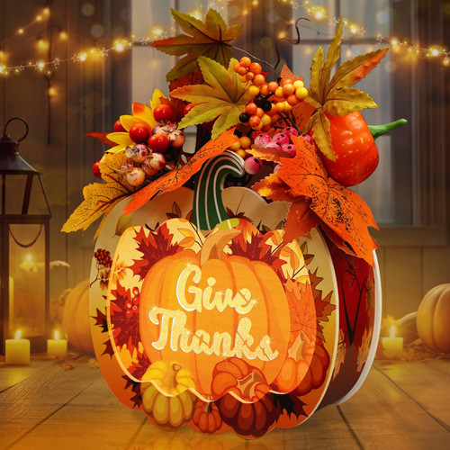 Dr.BeTree Fall Decor Wooden Light Up Table Signs with LEDs Battery Operated Give Thanks Maple Leaves Wooden Hanging Sign for Home Table Mantel Decor Farmhouse Tabletop Thanksgiving Harvest Decorations