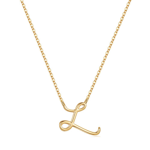 IEFWELL Gold Initial Necklaces for Women, 14K Gold Filled Cursive Initial Necklaces for Girls Gold Cursive Necklaces for Women Necklaces for Teens Girls Jewelry?L?