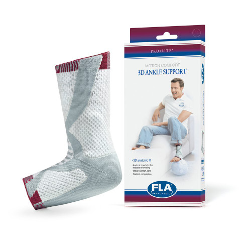 Prolite 3D Left Ankle Support Braces, White/Gray, Medium