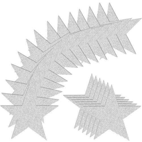 100 PCS Glitter Silver Five Star Cutouts Paper Star Cutouts Silver Star Cutouts for Bulletin Board Stars Accents Classroom Wall Party Decoration Supply