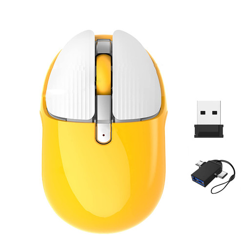 JieruiDeng Charging Wireless Mouse Cute Silent Computer Mice with USB Receiver,2.4Ghz Optical Cordless Mini Travel Home Office Mouse for Laptop,Notebook,PC,Computer (Yellow)