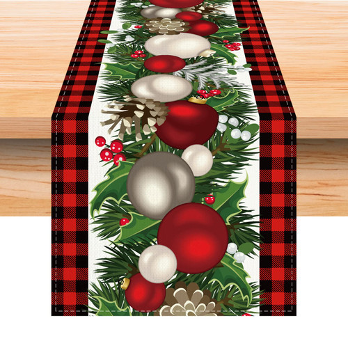 Linen Red and Black Buffalo Check Plaid Christmas Table Runner 72 Inches Long Seasonal Winter Christmas Xmas Holiday Farmhouse Style Table Decoration Linen Red and Black Buffalo Check Plaid Christmas Table Runner 72 Inches Long Seasonal Winter Christmas Xmas Holiday Farmhouse Style Table Decoration