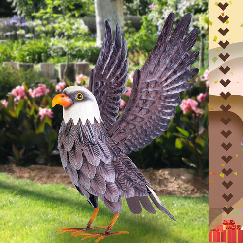 Natelf Garden Sculptures & Statues, Metal Bald Eagle Yard Art Outdoor Statue, Standing Bird Lawn Ornament for Patio Pond Backyard Decorations Multicolor Natelf Garden Sculptures & Statues, Metal Bald Eagle Yard Art Outdoor Statue, Standing Bird Lawn Ornament for Patio Pond Backyard Decorations Multicolor