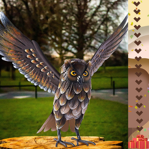 Natelf Garden Owl Sculptures & Statues, Standing Metal Bird Yard Art Sculpture for Patio Backyard Pond Outdoor Decorations Multicolor Natelf Garden Owl Sculptures & Statues, Standing Metal Bird Yard Art Sculpture for Patio Backyard Pond Outdoor Decorations Multicolor