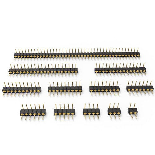 2.54mm/0.1inch Round Male Pin Header 4pin Right Angle Single Row Gold Plated Breakaway RA PCB Connector for LED Strip, Arduino Raspberry pi Machine Breadboard (4Pin Right Angle 50pcs)