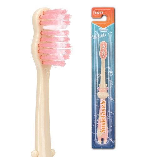 SmileGoods Y294 Child Pastel Giraffe Toothbrush, 29 Tuft, Soft Bristle, 72 Individually Packaged Premium Toothbrushes, Assorted Colors Bulk Pack