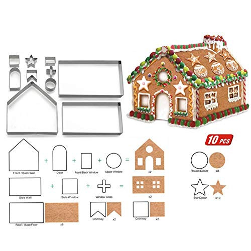 Vpang 10 Pcs 3D Christmas Gingerbread House Cookie Cutters Set Stainless Steel Holiday Cookie Cutters Gingerbread House Kit Vpang 10 Pcs 3D Christmas Gingerbread House Cookie Cutters Set Stainless Steel Holiday Cookie Cutters Gingerbread House Kit