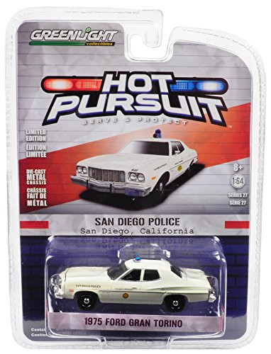 1975 Ford Gran Torino Police San Diego, California Hot Pursuit Series 27 1/64 Diecast Model Car by Greenlight 42840 A