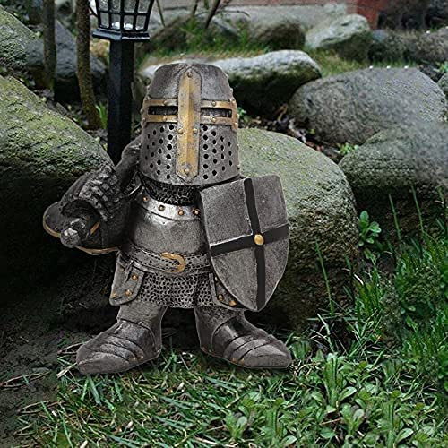 Knight Gnomes Guard, Cross Templar Crusader Figurine Suit, 7.9" Tall Suit of Armor Miniature European Knights Sculpture Decor Make Your Garden More Beautiful (A) Knight Gnomes Guard, Cross Templar Crusader Figurine Suit, 7.9" Tall Suit of Armor Miniature European Knights Sculpture Decor Make Your Garden More Beautiful (A)