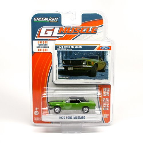 1970 FORD MUSTANG (GREEN) * GL MUSCLE SERIES 7 * 2014 Greenlight CollectibleS 1:64 Scale Die-Cast Vehicle & Trading Card