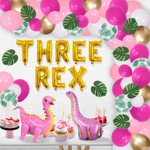 Dinosaur 3rd Birthday Party Supplies 3 Year Old Girl,Pink Three Rex Birthday Party Decorations Girl , 3 Rex Girl Birthday Party Supplies ,Dinosaur 3rd Birthday Party Supplies Girl.